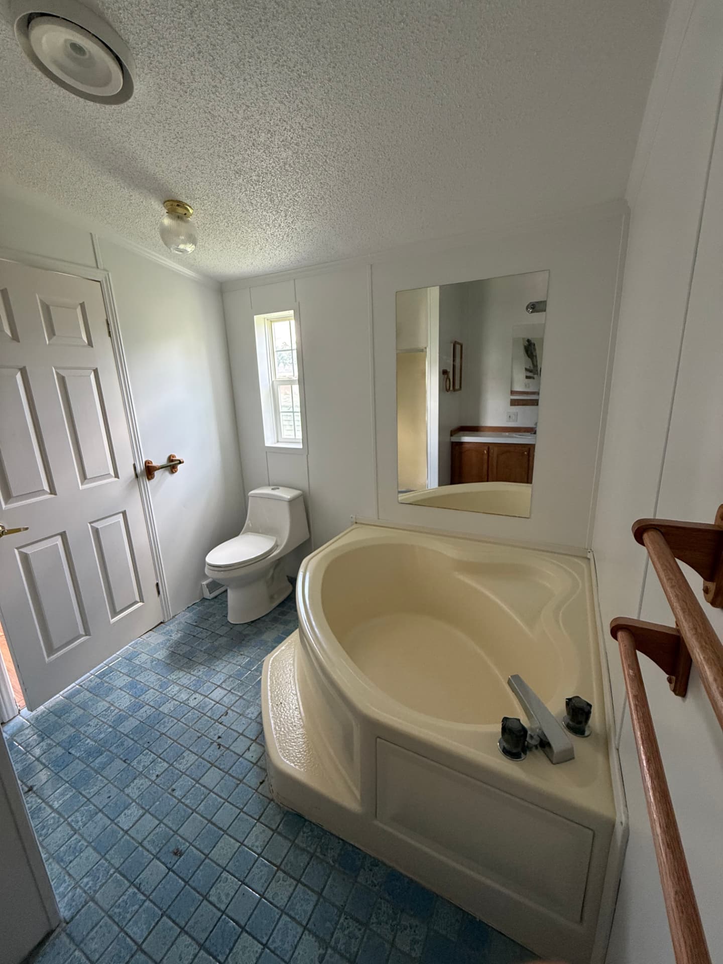 Bathroom at 40 Michael with a corner soaking tub