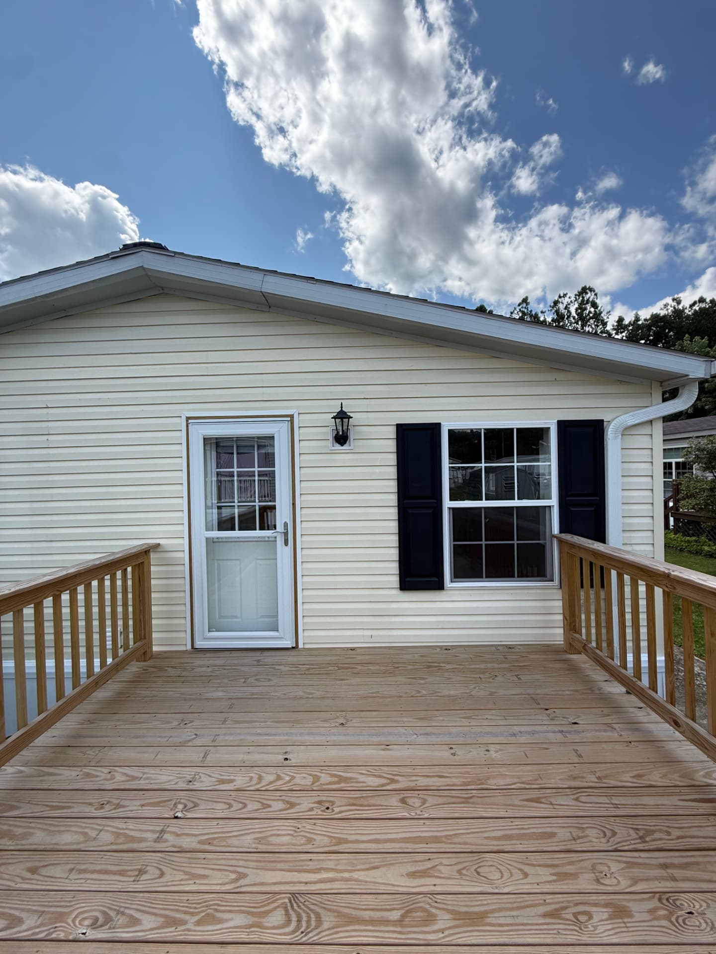 Entry door and deck landing at 40 Michael