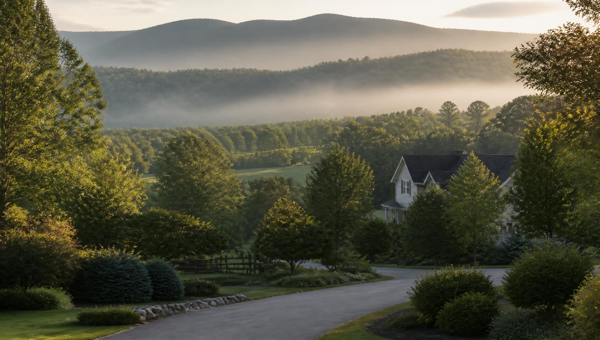 Morning light over the Catskills foothills
